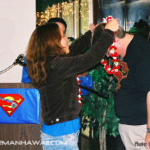 Film &amp; Television Historian John Field receives a lei from Vicky DeSantos.